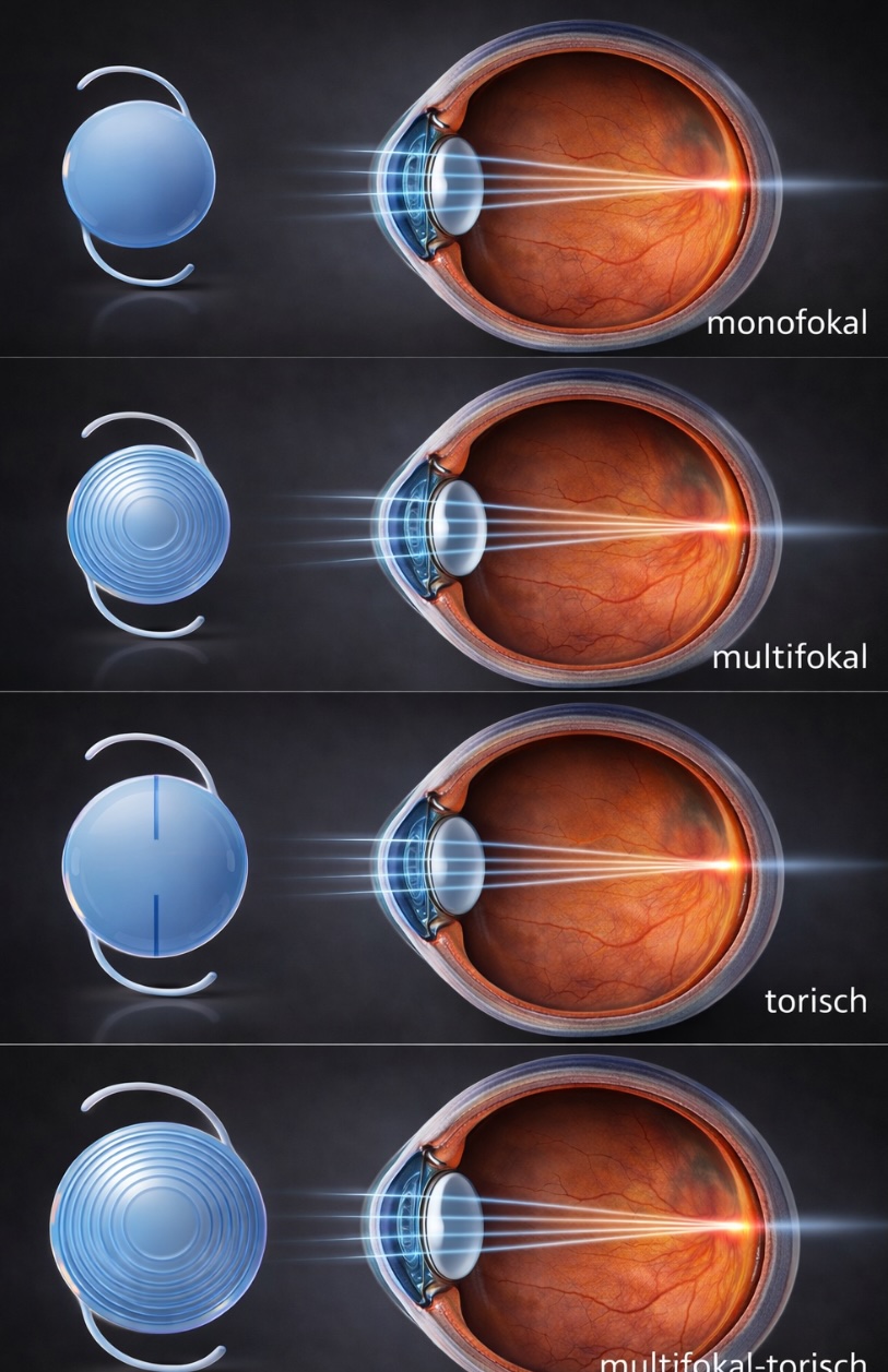 Verschiedene Linsen für das Auge