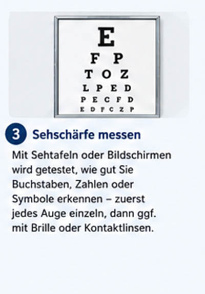 Augenuntersuchungen - sehschaerfe messen