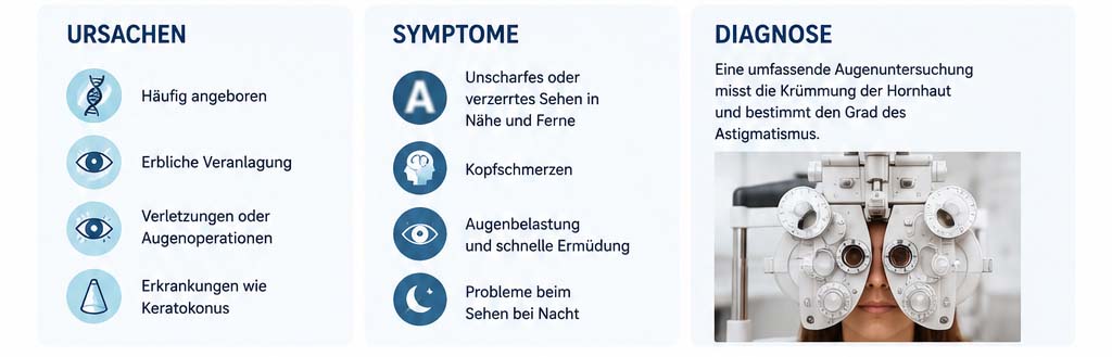 Ursachen Symptome diagnose einer hornhautverkrümmung